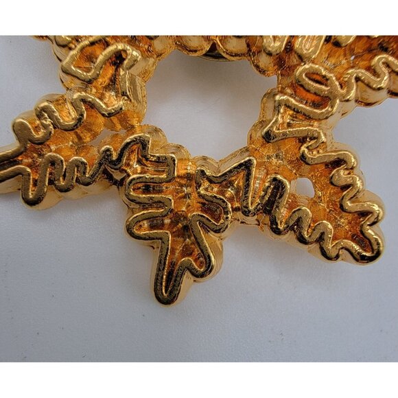 Vintage Brooch Pin‎ Orange Snowflake Signed A C - Picture 2 of 4